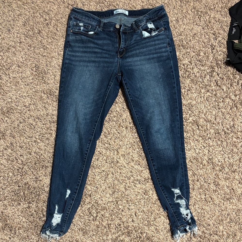 BKE Dark Blue Distressed Skinny Jeans